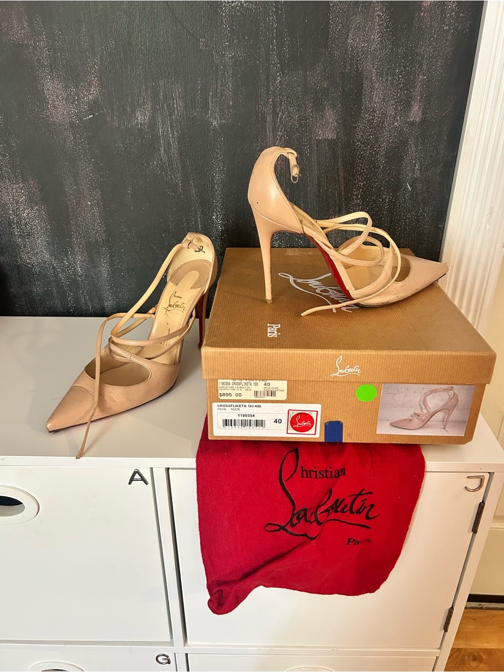 Christian Louboutin Blush Lace-Up Pointed-Toe Pumps